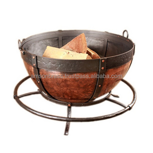 Metal Iron Stand Copper Fire Bowl Garden Outdoor Heaters Fire Pit Wood Burning Metal Copper Fire Pit Handmade