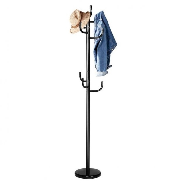 Metal Coat Rack Stand with Natural Marble Base Free Standing Hall Tree with 12 Hooks for Hanging Scarf Jacket Home Hanger Stand