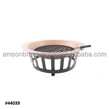 Modern Copper Fire Pit With Iron Black Finishes Mesh Lid