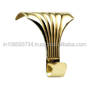 New Design Coat Hook Brass Shiny Polished Finished Metal Hooks Solid Brass Hook for Hanging Coat Decorative Products On Sale