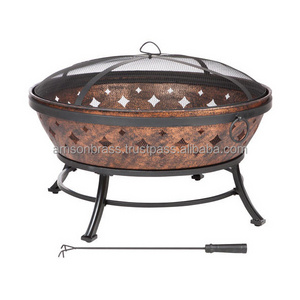 Fire Pit Outdoor Wood Burning Portable Set-up Weather Resistant Easy to Clean Fire Pit Wood Poker & Spark Screen for Safety