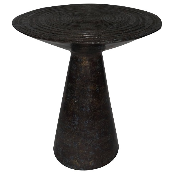 Small Wrought Iron Patio Side Table Round Metal End Side Table Outdoor Indoor Side  Balcony Garden Black Table