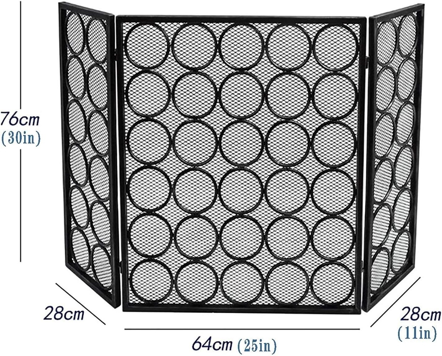 Wrought Iron Fireplace Screen with Mesh Gold Leaf Design Fire Guard Screens for Firewood Burning Fireplace and Stove