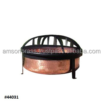 Modern Copper Fire Pit With Iron Black Finishes Mesh Lid