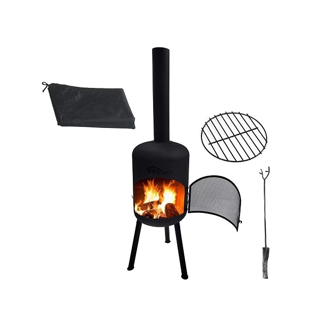 Metal Chiminea Fire Pit Patio Heater Classic Design Outdoor Warming Camping Wooden Burner Folding Heater Metal Iron Fire Pit