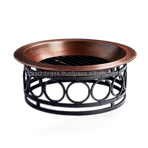 Metal Pure Copper Fire Bowl Outdoor Heaters Patio & Garden Heating Fire Pit With Round Stand