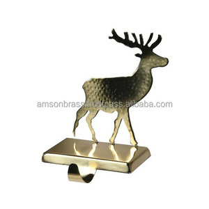 Deer Stocking Holder Stand Hammered Christmas Stocking Holder Metal Stocking Holder Excellent Quality Vintage