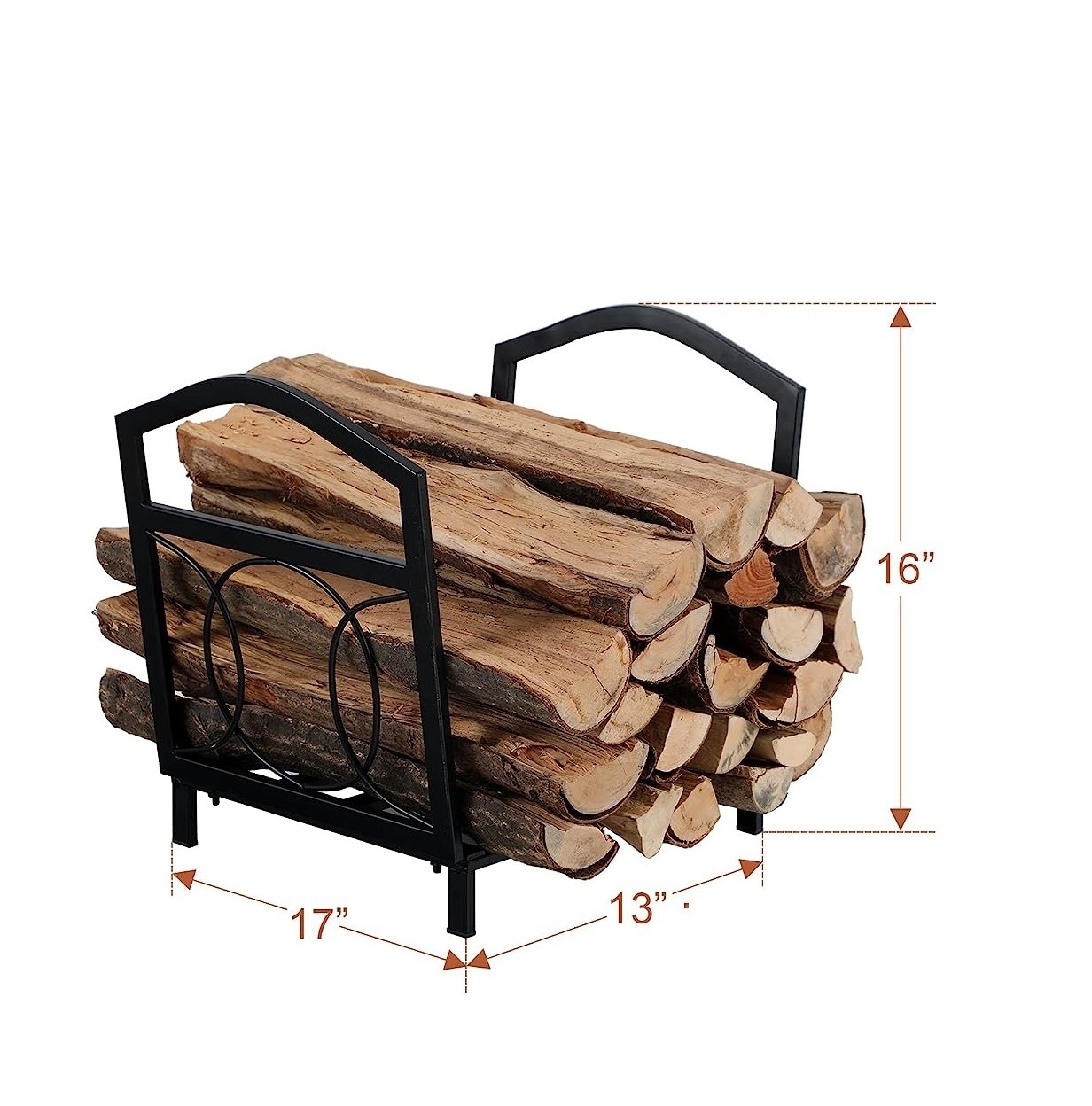 Luxury Design Indoor/Outdoor Large Log Store Metal Outdoor Firewood Storage Rack Shelf Holder Stand Black Color Finished