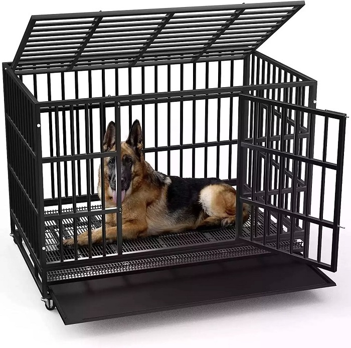 Small Dog Metal Iron Wire Mesh Crate Durable Portable Single Door Top-Load Stainless Steel Dog Pet Cage For Sal