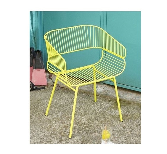 Yellow Modern Metal Wire Iron Event Outdoor Wedding Lounge Chairs Camping Garden Restaurant Beach Hotel Iron Outdoor Chair