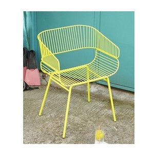 Yellow Modern Metal Wire Iron Event Outdoor Wedding Lounge Chairs Camping Garden Restaurant Beach Hotel Iron Outdoor Chair