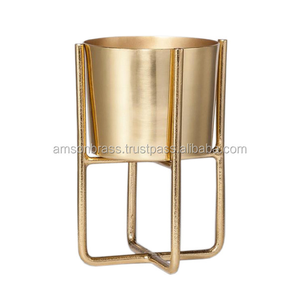 Metal Pure Brass New Design Flower Pots with Metal Planter Stand