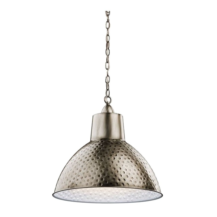 Small Silver Antique Hammered Pendant Shade with Chain Pendent Light Indoor Lightening Chandeliers for Home Decor