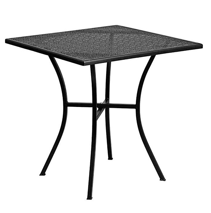 Small Wrought Iron Patio Side Table Round Metal End Side Table Outdoor Indoor Side  Balcony Garden Black Table