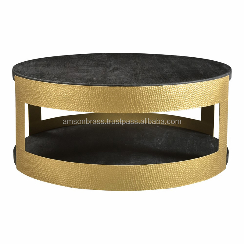 Antique Finishes Hammered Coffee Table Round Shaped Decorative Hammered Coffee Table Metal Aluminium Furniture