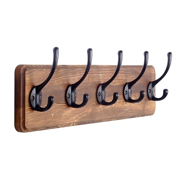 Excellent Style Wooden Coat Rack with 5 Sliding Metal Hooks Wall Mounted Coat Rack for Entryway Mudroom Bedroom