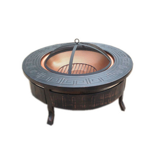 Metal Fire Pit Table Wood Burning Outside Patio garden Heater Antique Finished Copper Fire Pit