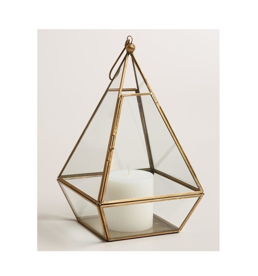 Fantastic Handmade Cheapest Price Pyramid Shape Terrarium Hanging Lanterns Wedding Metal & Clear Glass New Arrival Lighting Item