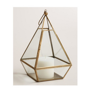 Fantastic Handmade Cheapest Price Pyramid Shape Terrarium Hanging Lanterns Wedding Metal & Clear Glass New Arrival Lighting Item