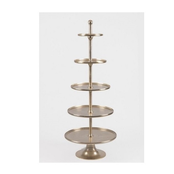 Metal Aluminium 3 Tier Footed Cake Stand  Silver Antique Finished Decorative Round Shape Christmas Shelf Tower