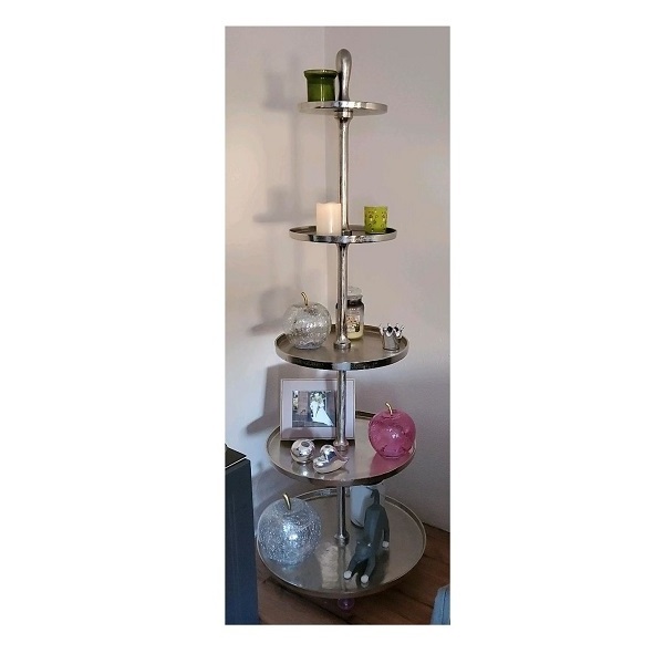 Metal Aluminium 3 Tier Footed Cake Stand  Silver Antique Finished Decorative Round Shape Christmas Shelf Tower