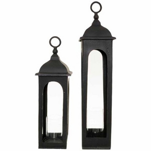 Hollow Black Decorative Lantern Custom Tea Light lanterns Wedding Decoration Handmade Large Candle Lantern