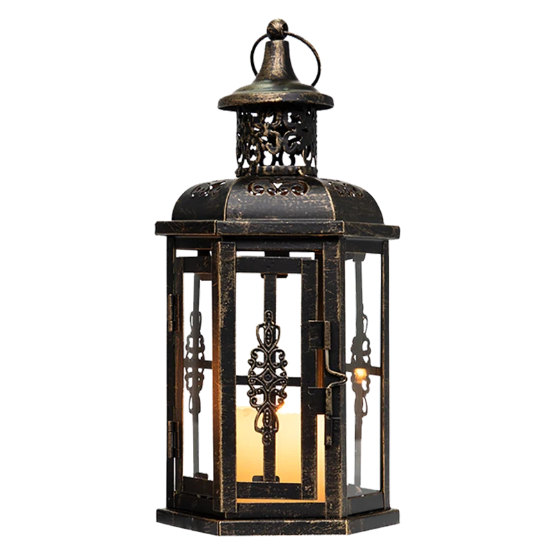 Hollow Black Decorative Lantern Custom Tea Light lanterns Wedding Decoration Handmade Large Candle Lantern