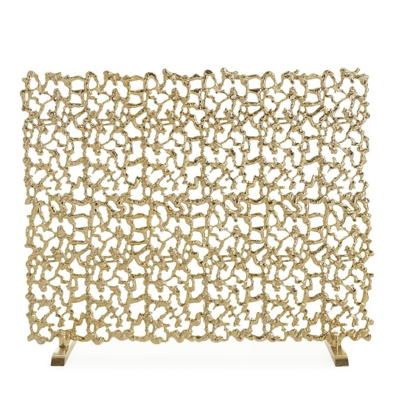 Good Selling Tree Design Metal Brass Solid Metal Fire Screen Spark Guard for Baby/Kids/Pets Gold Metal Grill Handmade Firescreen