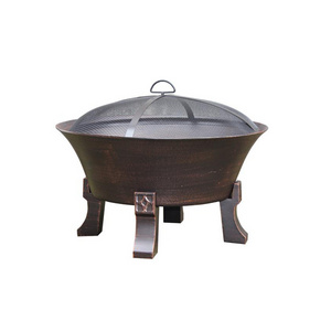 Heavy Duty Indoor And Outdoor Wood Burning Pure Iron BBQ Fire Pit With Spark Screen Prime Quality Solid Iron Fire Pit For Sale