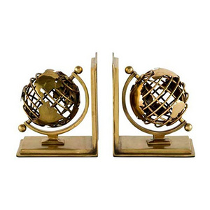 Metal Brass Heavy Duty Table Desk Organizer Classic Bookend Globe Style Metal Brass Bookend