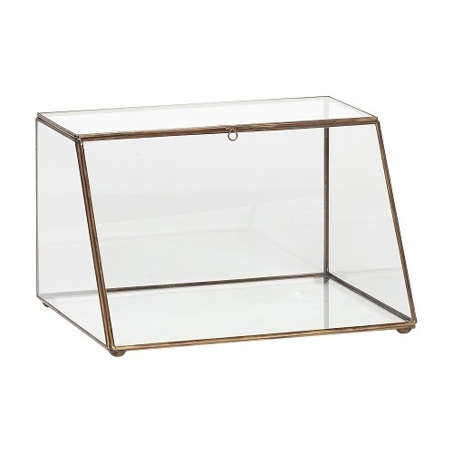 Home Decorative Transparent Clear Makeup Trinket Box Metal Cosmetic Jewelry Box Storage Gift Case Gold Glass Display Box