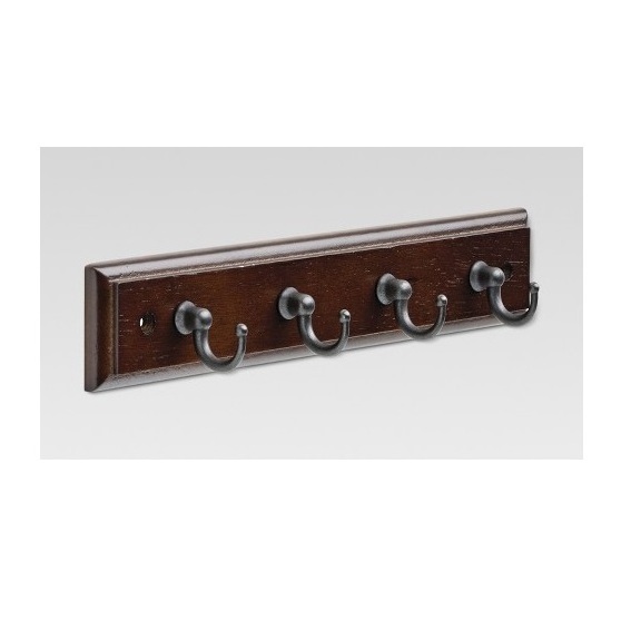 Excellent Style Wooden Coat Rack with 5 Sliding Metal Hooks Wall Mounted Coat Rack for Entryway Mudroom Bedroom