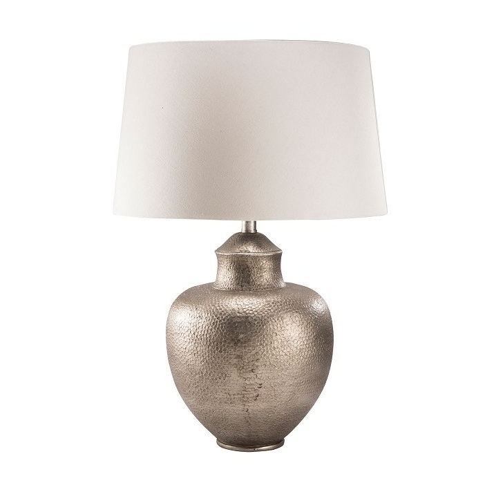 Metal Aluminium Antique Finished Decorative Table Lamp Hammered Table Lamp Silver Antique Finished Table Lamp