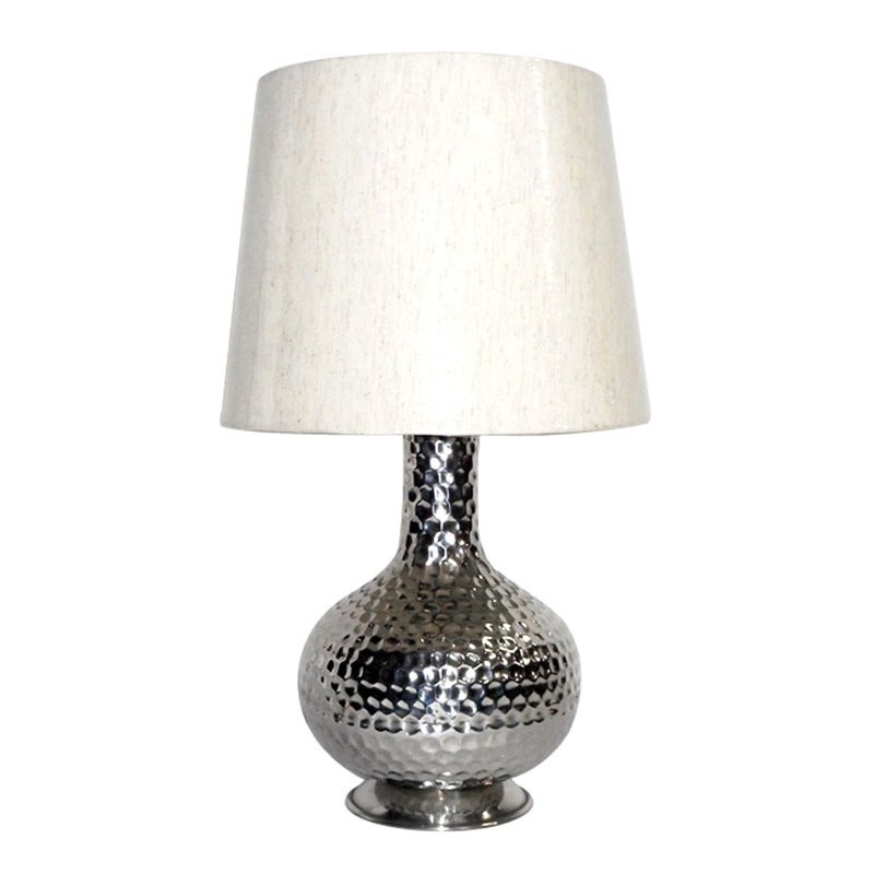 Metal Aluminium Antique Finished Decorative Table Lamp Hammered Table Lamp Silver Antique Finished Table Lamp