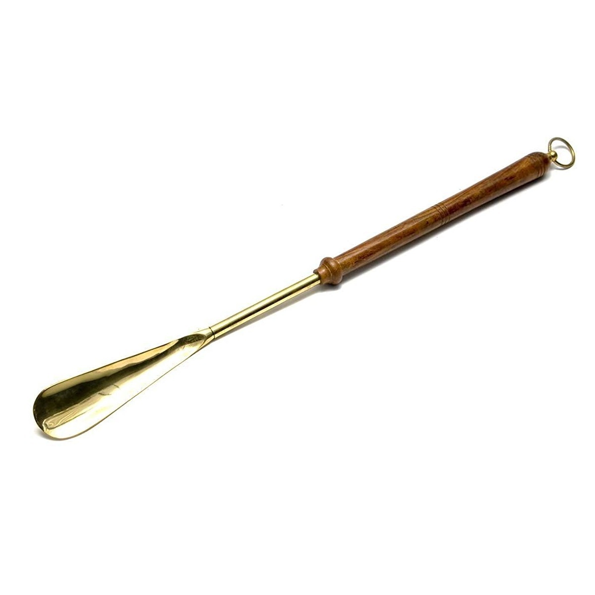 Wood Shoe Horn Metal Brass & Wood Small Furniture Decorative Shoe Horn