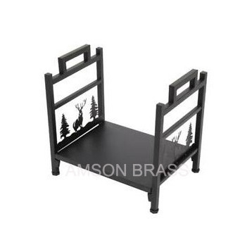 Greatest Quality Metal Firepit Rack With Simple Design Black Color Acacia Wood Holder Log Rack For Garden Accessories