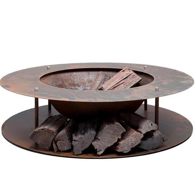 Outdoor And Indoor Old Rusty Finishing Fire Pit With Metal Stand Heavy Duty Wrought Iron Round Shape Bowl Fire Pit In Bulk