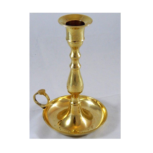 Modern Chamberstick Metal Brass Modern Candle Holder Chamberstick with Finger Loop for Taper Candle