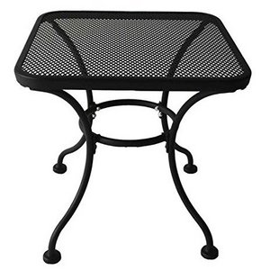 Heavy Duty Metal Square Latticework Tabletop Patio Yard Porch Outdoor Coffee Side End Table Black Finished Home Hotel Table