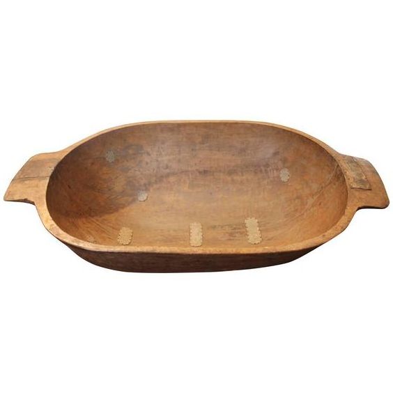 New Handicraft Styles Wooden Dough Bowls Natural Brown Color With Handles For Kitchenware Tableware Homeware Tabletop Dough Bowl