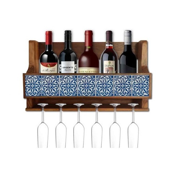 Best Quality Natural Mango Wood Color For Handmade Restaurants Kitchen wall  Wine Bottle Holder Wall Hanging Wood Wine Rack