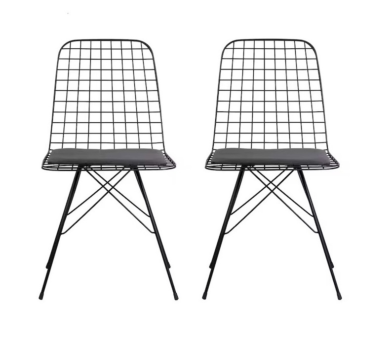 Set of 2 Luxury Design Metal Iron Wire Decorative Chair with Black Powder Coated Finished Home Garden Restaurant Chair