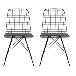 Set of 2 Luxury Design Metal Iron Wire Decorative Chair with Black Powder Coated Finished Home Garden Restaurant Chair