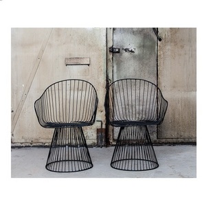 Luxurious Nordic High Quality Fashion Metal Wire Chair Set of 2 Cheap Indoor Wholesale Home Furniture For Home & Restaurant