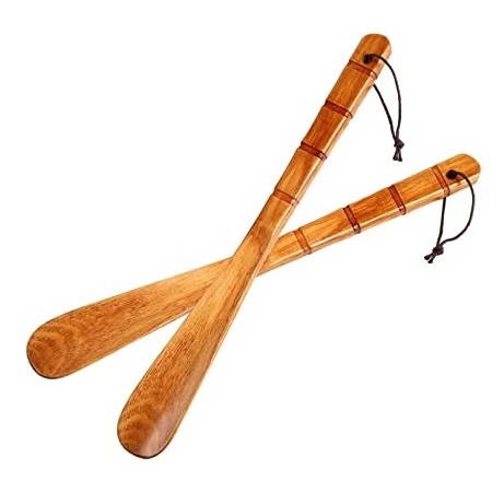 Top Quality Wood Shoe Horn Decorative Shoe Lifter Wood Shoe Horn with Loop Holder