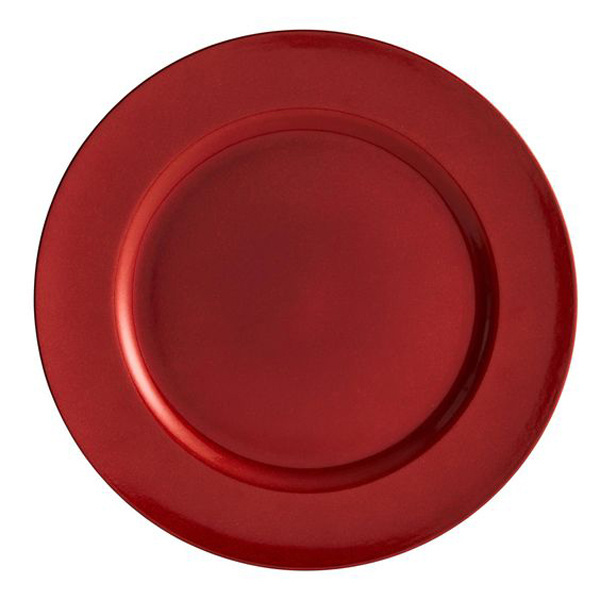 Charger Plate Table Decorative Round Red Finished Decorative Charger Plate for Home Hotel Dining Table