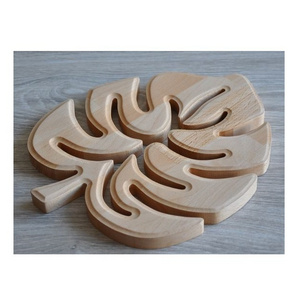 Trivet Decorative Leaf Design Hot Sale Natural Coaster Wood Eco-Friendly Custom Wood Coaster Wooden Cup Mat Trivet