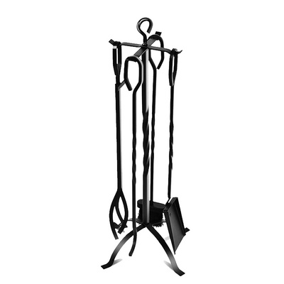 Metal Cast Iron Indoor Fire Pits Accessories Tongs Outdoor firewood tools good selling 4 piece fireplace sets with stand