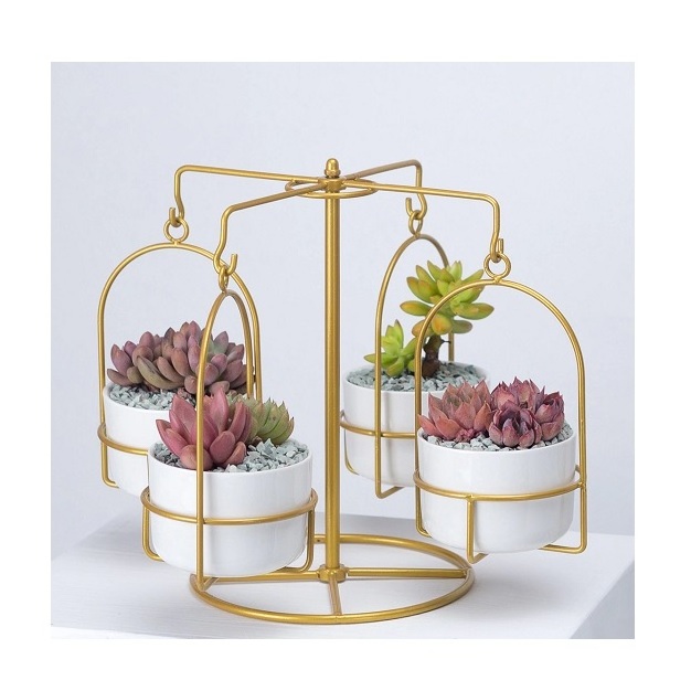 Hot Selling Flower Pot & Planter with Stand Modern Farmhouse 3 Tier Galvanized Metal Plant Stand