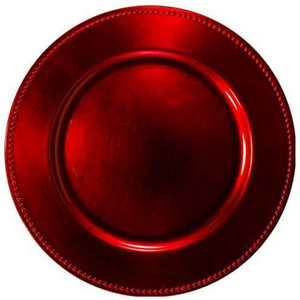 Charger Plate Table Decorative Round Red Finished Decorative Charger Plate for Home Hotel Dining Table